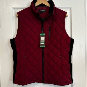 Women’s Andrew Marc NWT Diamond Puffer Vest Burgundy Size XL
